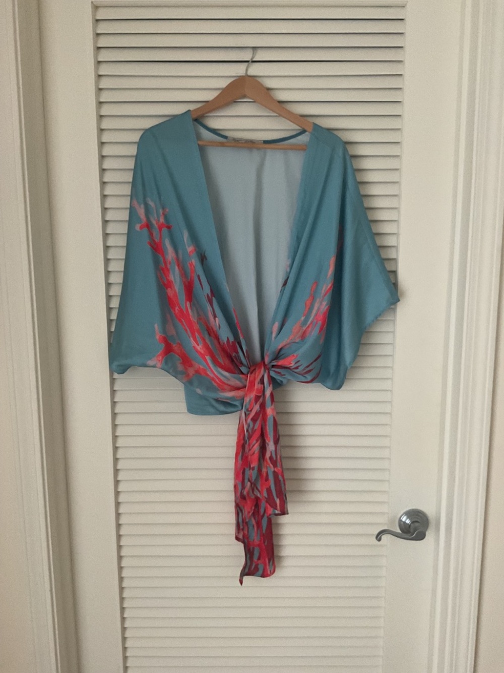 Ramona LaRue Coral Reef Tie Blouse Blue - Picture 2 of 6